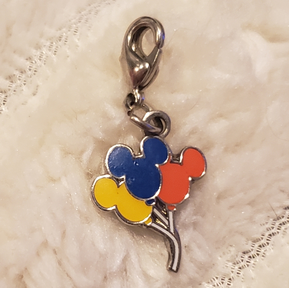 2/$39 Disney Vintage Genuine Silver Orange Mickey Mouse Balloon Charm Deadstock